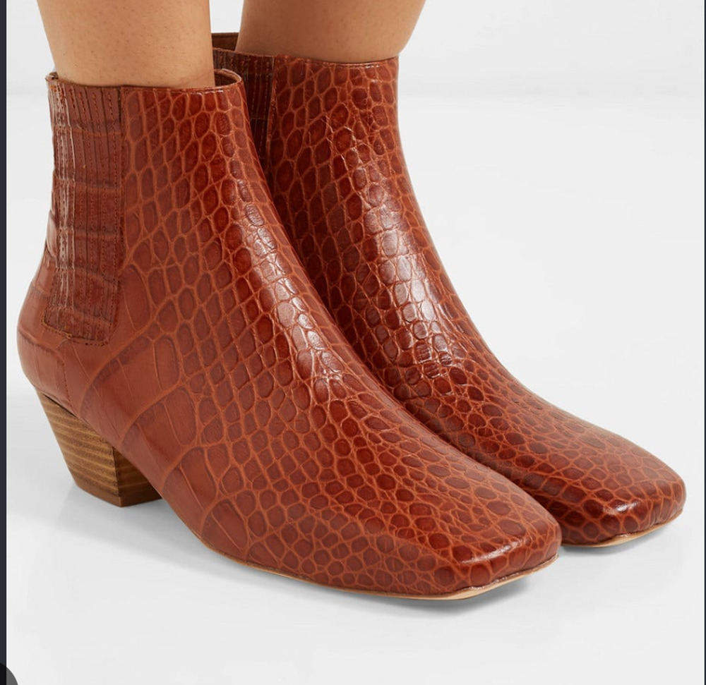 Nanushka Salsa Croc-Effect Leather Ankle Boots 40